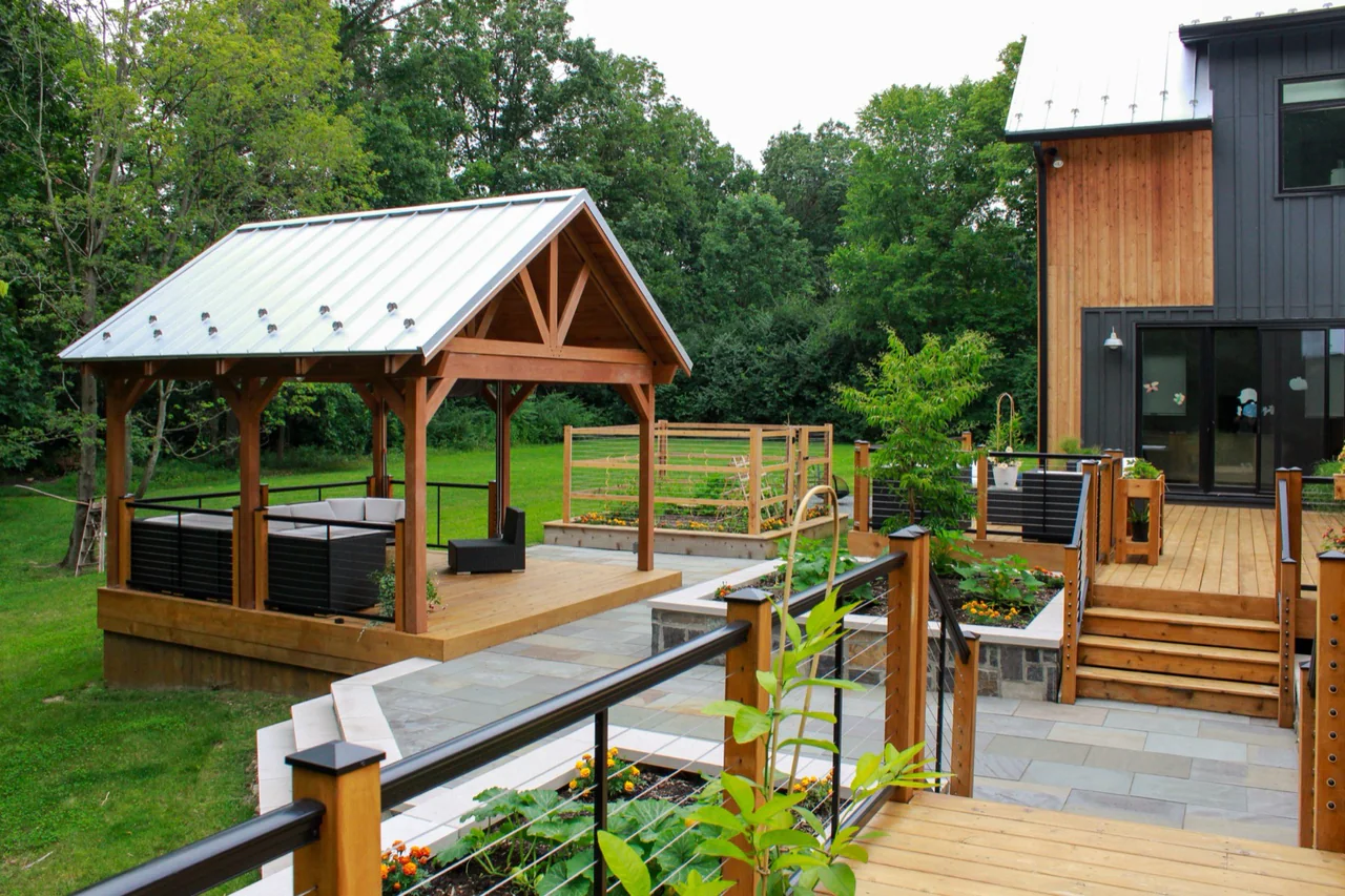 Wooded Deck & Pavilion landscape project